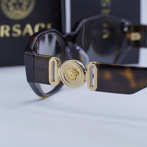 Versace VE3320U 108 Geometric Eyeglasses 56mm - Dark Havana - Picture 7 of 11